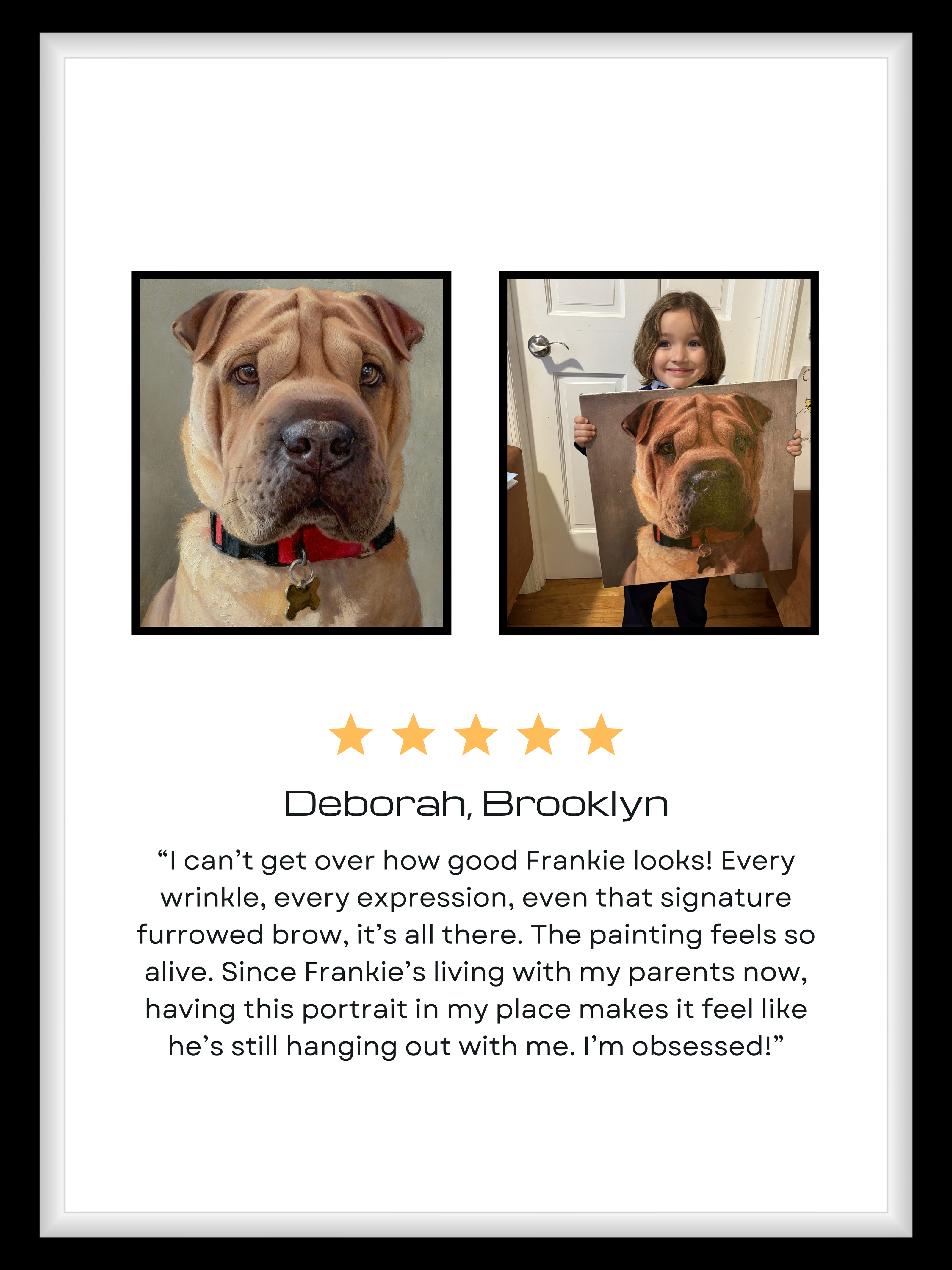 kid girl with her dog portrait in comparison with real image of her dog