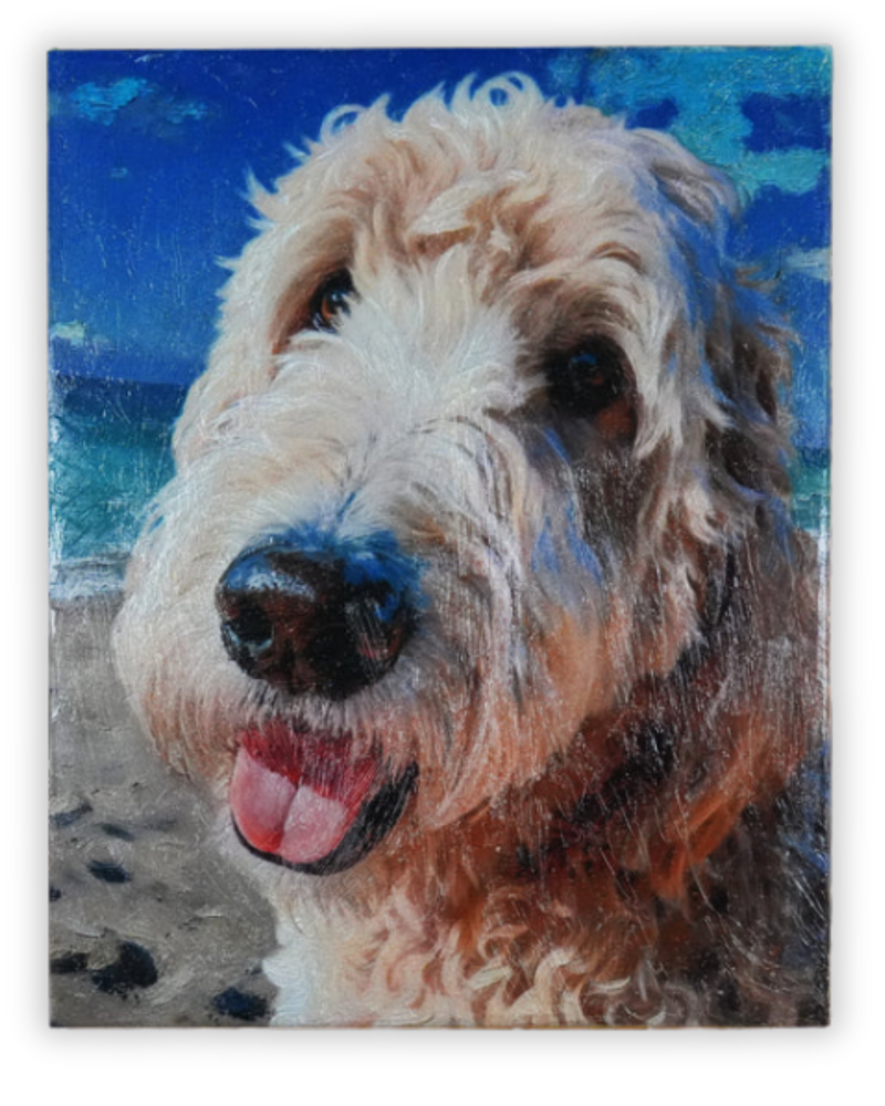 Vintage dog painting portrait